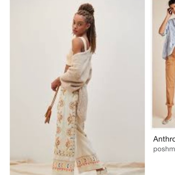 Anthropologie embroidered straight leg pants size med new with tags - Picture 2 of 12